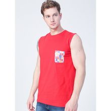Bad Bear 22.01.23.001 Flag Tank-Top Düz Yaka Normal Kalıp Düz Kırmızı Erkek Atlet