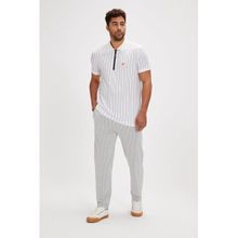 Bad Bear Theo Beyaz Polo Yaka Fermuarlı Erkek T-shirt