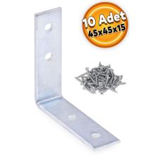 Badem10 10 Adet 45x45x15 mm Mobilya Köşe Bağlantı Sabitleme L Demir Köşebent Gönye