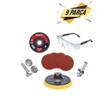Badem10 115 mm 9 Parça Spiral Avuç Içi Taşlama Makinesi Cırt Zımpara