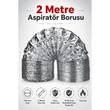Badem10 2 mt Telli Kopmayan Davlumbaz Baca Flexible Aspiratör Borusu