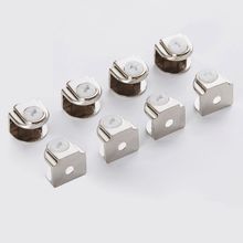 Badem10 4 Adet Raf Ahşap Cam Etejer Düz Metal Krom Plastik Vidalı Cam Tutucu