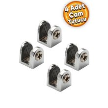Badem10 4x8 mm Krom Metal Vidalı Tırnak Metal Cam Raf Tutucu Cam Etejer Menteşesi