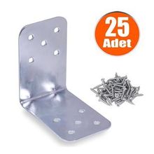 Badem10 90x90x60 mm 25 Adet Mobilya Dolap Köşe Bağlantı Sabitleme L Demir Gönye