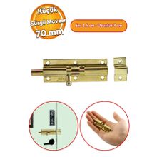 Badem10 Küçük Mavzer Sürgü Sürgülü Sürgüsü Kilit Sarı 25x70 mm Kapı Pencere Metal Prinç Sarı Emniyet Kilidi