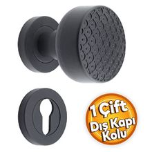 Badem10 Linda Kapı Tokmağı Topuzu Kolu Siyah Kapı Kolu Yale Sağa Sola Uygun Metal Tokmak