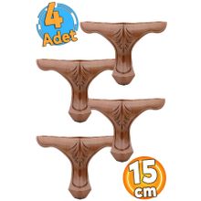 Badem10 Lukens 14 cm Kahverengi Ahşap Desenli Baza 4 Adet Mobilya Kanepe Koltuk Tv Ünitesi Puf Ayağı