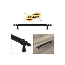 Badem10 Ovacık 192 mm Mat Siyah Metal Kulp 10 Adet Çekmece Dolap Kapak Kulbu