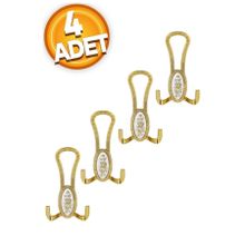 Badem10 Palmira Portmanto Gold Beyaz Desenli Vestiyer Duvar Metal Dolap Elbise Askılığı