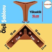 Badem10 Sedef 6'lı Çekyat Koltuk Kanepe Destek Ayağı 14 cm Kahverengi Baza Set Mobilya TV Ünitesi