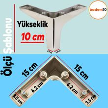 Badem10 Sedef Lüks 10 cm Parlak Krom Baza Mobilya Kanepe Sehpa TV Ünitesi Koltuk Ayağı
