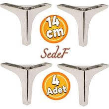Badem10 Sedef Lüks 14 cm Krom 4 Adet Mobilya Kanepe Sehpa TV Ünitesi Koltuk Ayağı