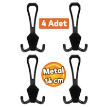 Badem10 Villa Siyah 4 Adet Metal Portmanto Vestiyer Kapı ve Duvar Askısı