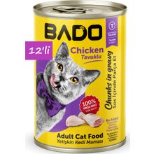 Bado Yetişkin Tavuk Etli 12x400 gr Yaş Kedi Mama