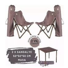 Bag The Joy Antrasit İskelet Koyu Gri Kılıf ve 50x50x50 cm Antrasit Masa Ahşap Katlanır Masa Sandalye Seti