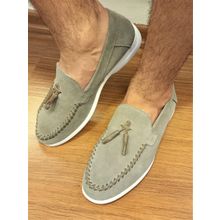 Bags Shoes 441260 Vizon Northam Erkek Hakiki Süet Deri Püsküllü Loafer Ayakkabı
