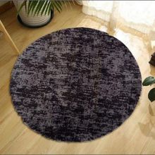 Balat Halı Dekoratif Desenli Koyu Gri Peluş Yumuşak Papatya Halı 120x120