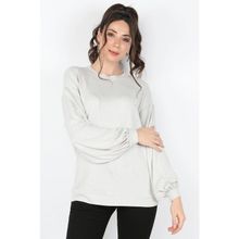 Balins Gri Kol Manşetli Muline Triko Kadın Bluz