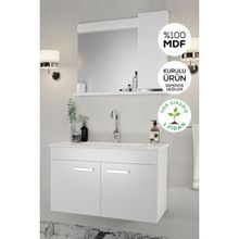 Balneom Defne 02 65 cm Üst Aynalı Lavabo Banyo Dolabı