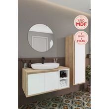 Balneom Gül 100 cm Beyaz Aynalı Lavabo Banyo Dolabı
