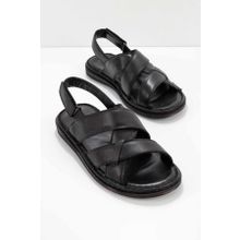 Bambi E05804024103 Siyah Leather Erkek Sandalet