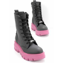 Bambi K02538014409 Mat Siyah Fuşya Kadın Bot