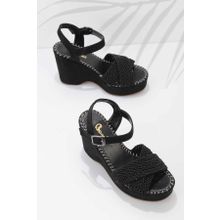 Bambi K05688999716 Siyah Kadın Dolgu Topuklu Ayakkabı