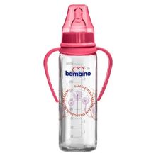 Bambino 225 ml Kırmızı Kulplu Cam Biberon