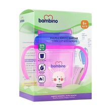 Bambino P6150 +6 Ay 230 ml Pembe Kulplu Pipetli Bardak