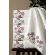 Bambu 50X90 cm Süzine Nakışlı 6 Lı Kutulu El Yüz Havlusu - Beyaz