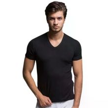 Bambu Erkek T-Shirt - V Yaka - Siyah