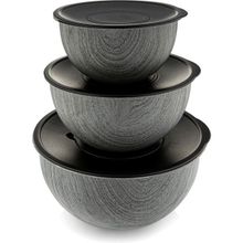 Bambum Rose Wood Antrasit 3'lü Metal Karıştırma Kabı