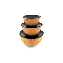 Bambum Rose Wood Kahverengi 3'lü Metal Karıştırma Kabı