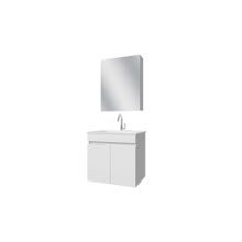 Banos AL3 Ayaksız 2 Kapaklı Lavabolu Beyaz Mdf 65 cm Aynalı Üst Banyo Dolabı