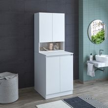 Banos CD2 Çok Amaçlı Banyo Üst Dolaplı Çamaşır Makinesi Dolabı Takımı