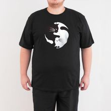 Bant Giyim Yin Yang Kedi Siyah Erkek T-shirt