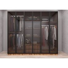 Baramolife GACL4 Life Camlı 6 Kapaklı Ceviz 270 cm Gardrop