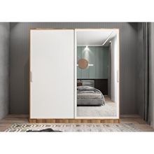 Baramolife GRK7 Kale Sürgülü Ceviz Beyaz 208 cm Gardrop