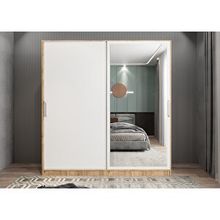 Baramolife GRK8 Kale Sürgülü Çam Beyaz 140 cm Gardrop