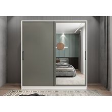 Baramolife GRL6 Life Sürgülü Beyaz Antrasit 208 cm Gardrop