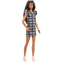 Barbie FBR37-GHW54 Fashionistas Esmer Siyah Elbiseli Bebek ve Aksesuarları