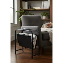 Baresmu Alpa Deri Kumaşlı Dergilik, Kitaplık – Metal Çerçeveli Modern Gazetelik / Organizer - Siyah