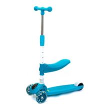 Başel LED Işıklı 3 Tekerlekli Yükseklik Ayarlı Oturaklı Turkuaz Çocuk Scooter