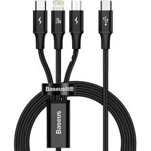 Baseus Rapid 3 İn 1 Hızlı Şarj Type-C to C+L+C PD 20W 1.5 m Siyah Kablosu