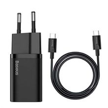 Baseus Süper Sİ PD 25W Type-C TO Siyah Kablo Setli Duvar Şarjı Cihazı