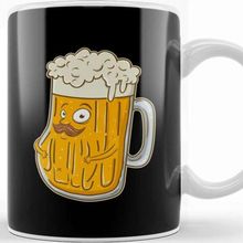 Baskı Dükkanı Adorable Mustachioed Beer Drinking Joke Drinkers Kupa Bardak