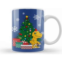 Baskı Dükkanı Agumon Around the Christmas Tree Digimon Kupa