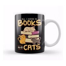Baskı Dükkanı All I Need is Books and Cats Cute Book Obsessed Kupa