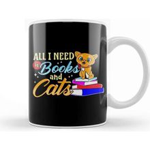 Baskı Dükkanı All I Need Is Books and Cats Cute Bookworm Reading Kupa Bardak