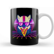 Baskı Dükkanı Awesome Retro Vaporwave Edm Cute Cat Pizza Kupa